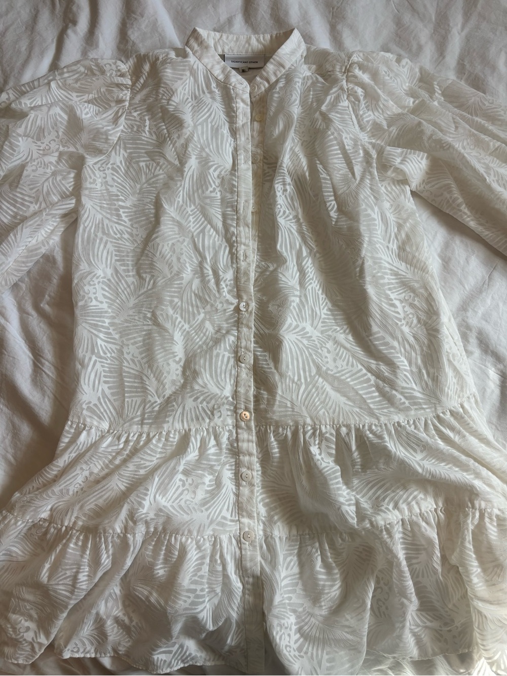 Significant Other Pia Palm Jacquard Mini Dress Ivory Size 6